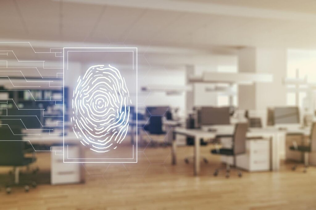 Virtual fingerprint scan interface in an office