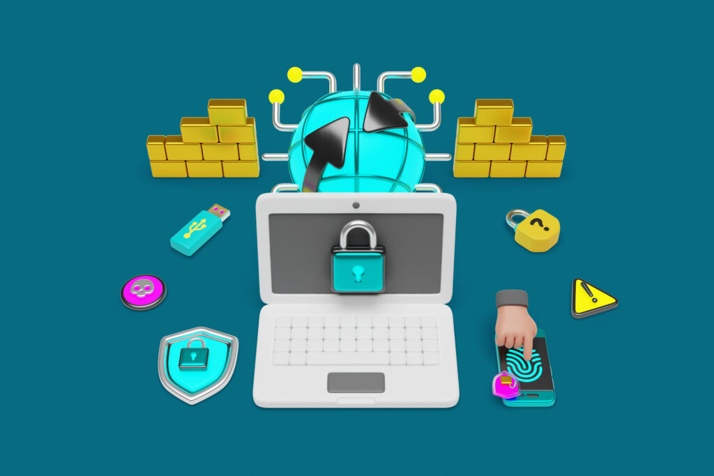 3d rendering of cybersecurity
